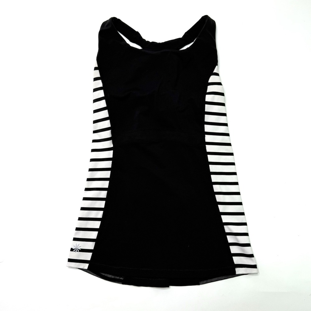 ATHLETA Ace Racer Tank Black & White Stripe Racerback Top - Size XS Womens‎